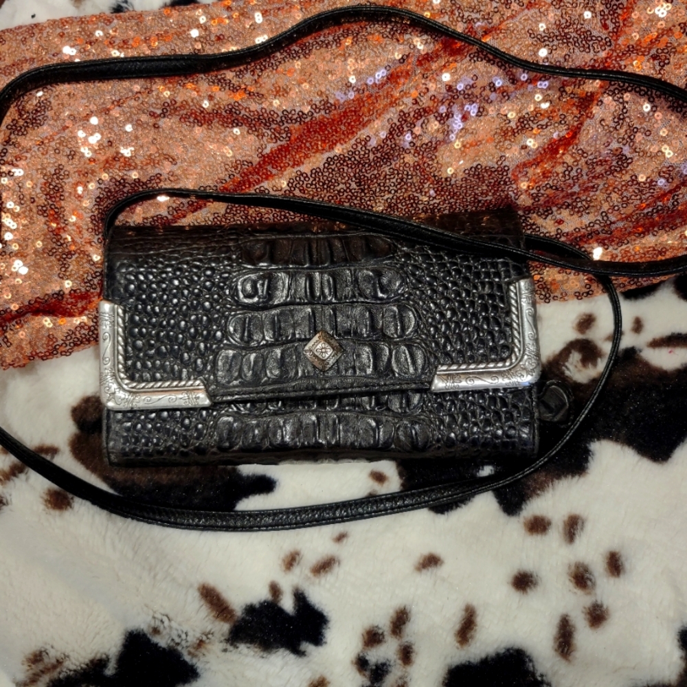 Classic Black Crocodile Brighton wallet crossbody